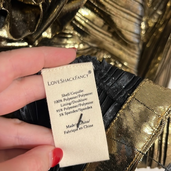 LoveShackFancy Thompson Dress Gold size 10 - Picture 8 of 9